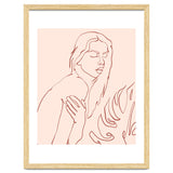 Lueur, Tropical Nude Modern Bohemian Woman Line Art, Minimal Scandinavian Sketch Blush Drawing thumbnail