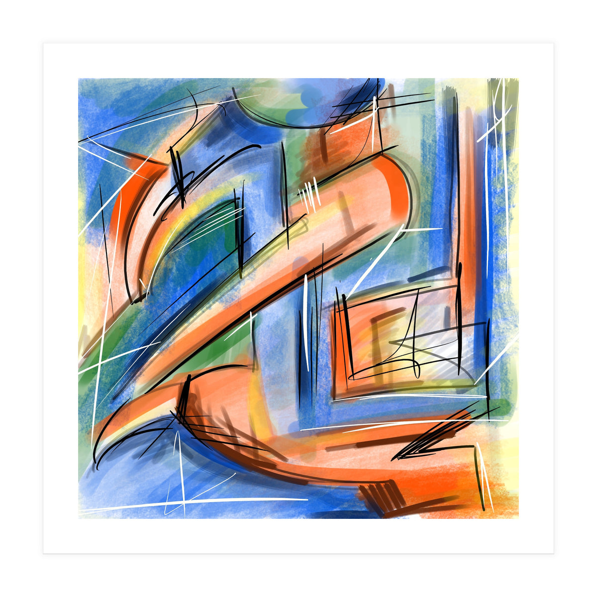 Emersions In Blue And Orange (Print Only)