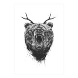 Angry Bear With Antlers (Print Only) thumbnail