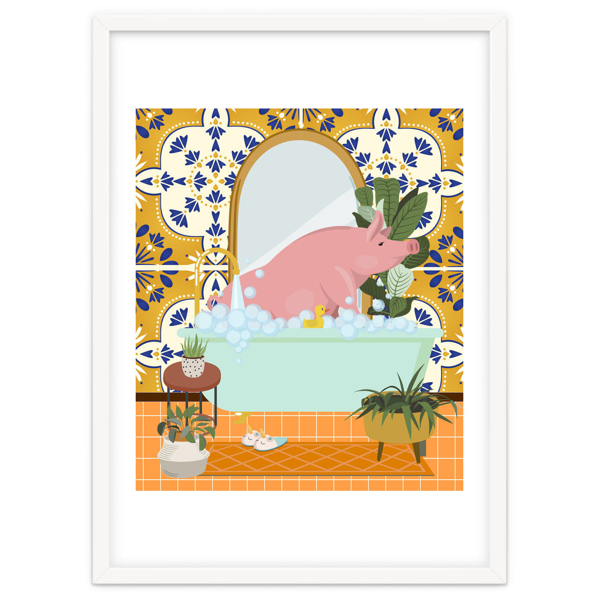 Piggie Bathing in Moroccan Style Bathroom