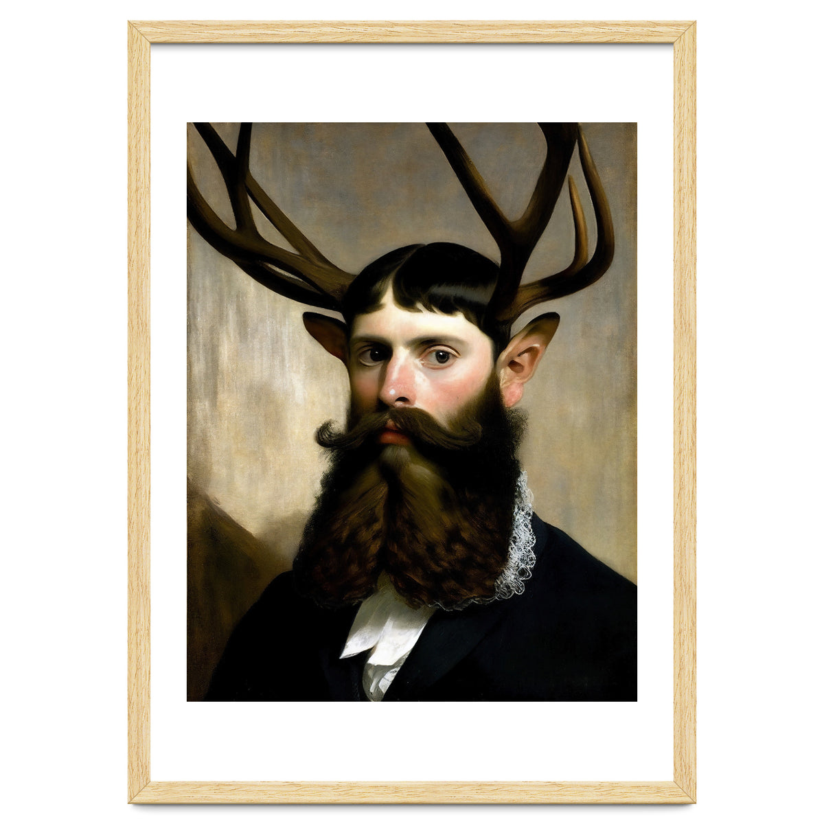 Man Stag Surreal Oil Painting