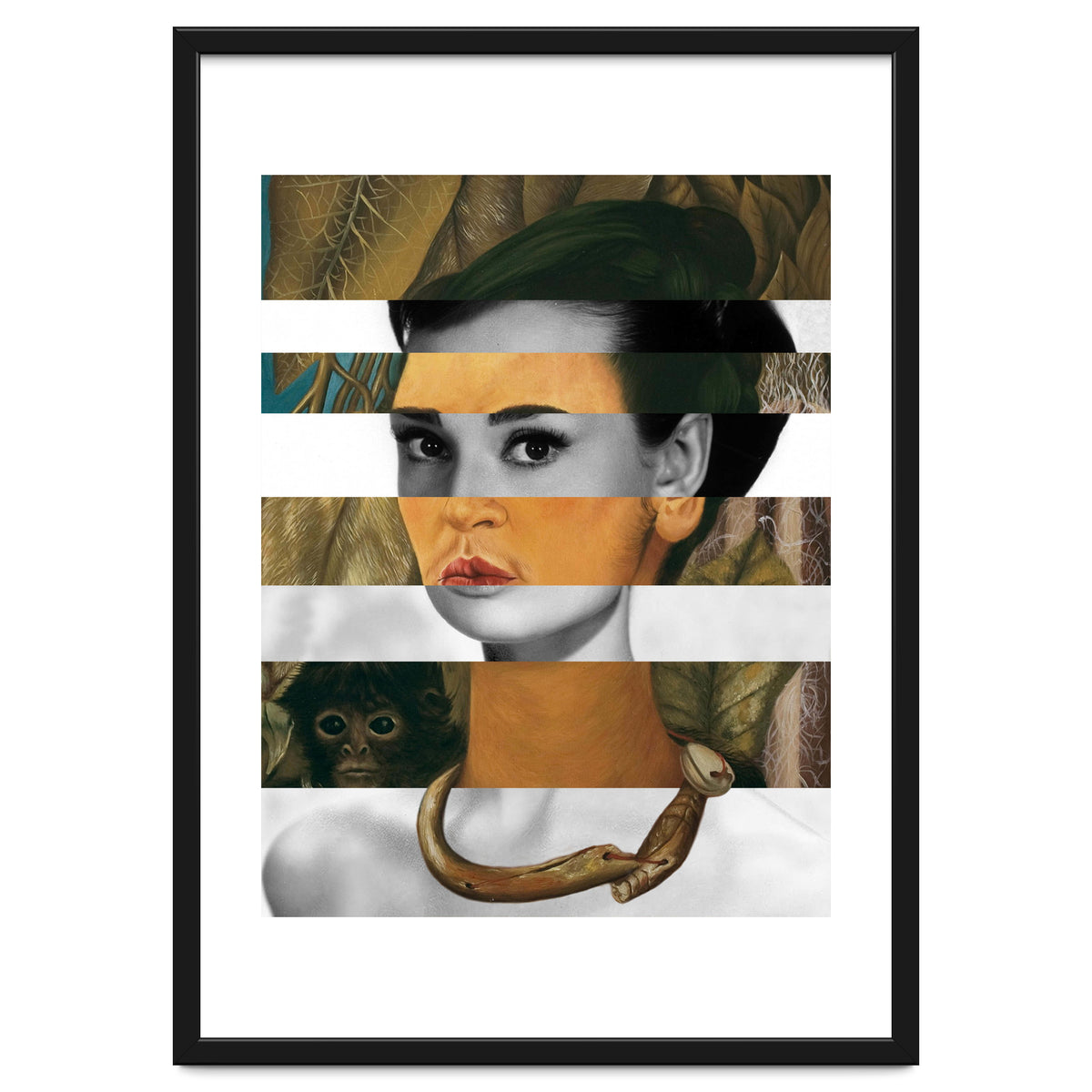 Frida Kahlo's Self Portrait with Monkey & Audrey Hepburn