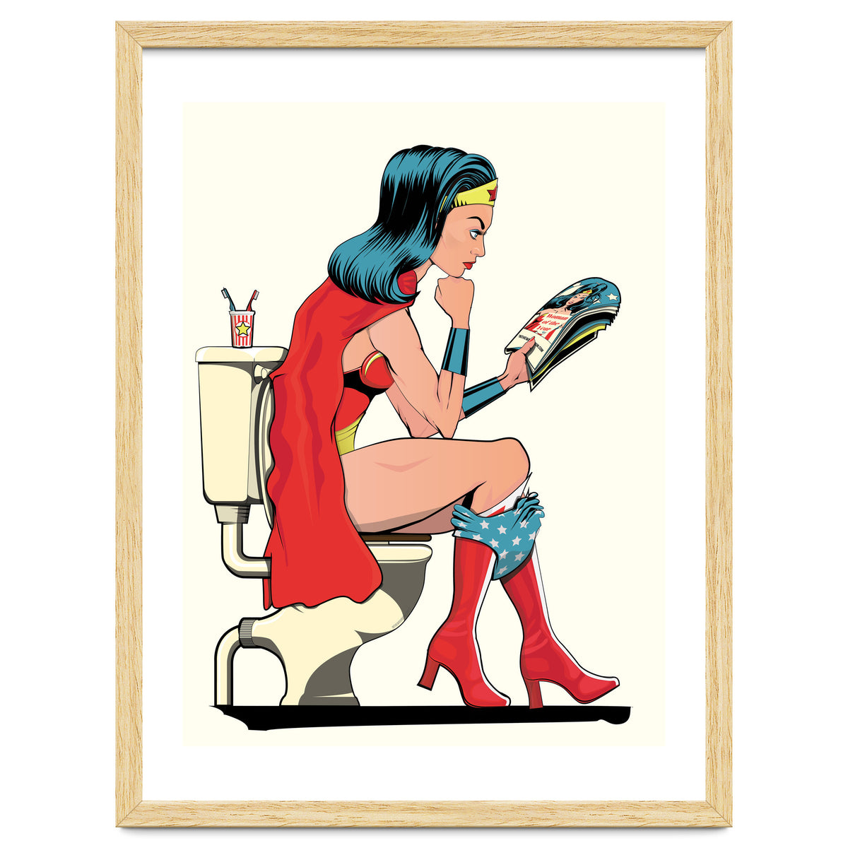 Wonder Woman on the Toilet, funny Bathroom Humour