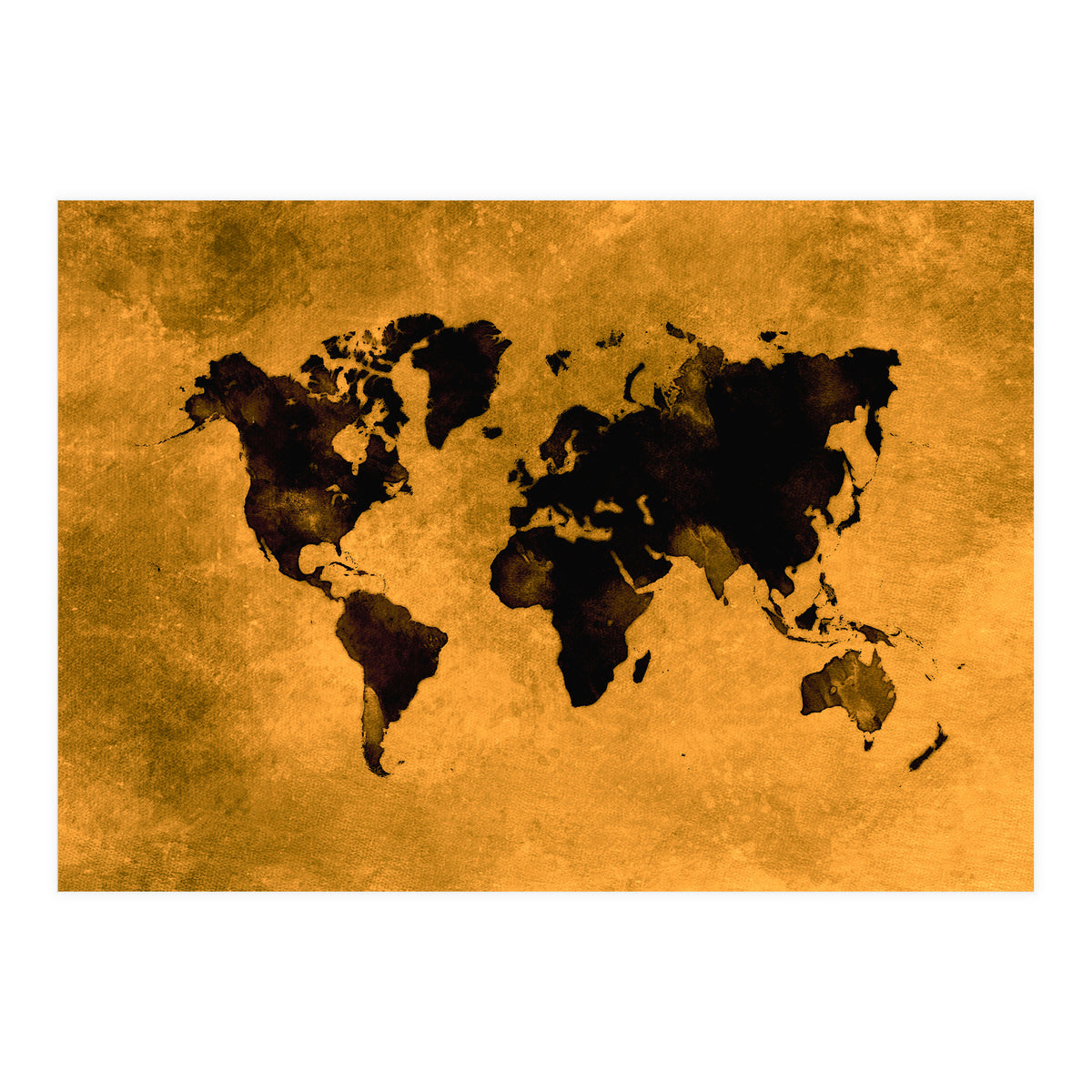World Map black and yellow digital art (Print Only)