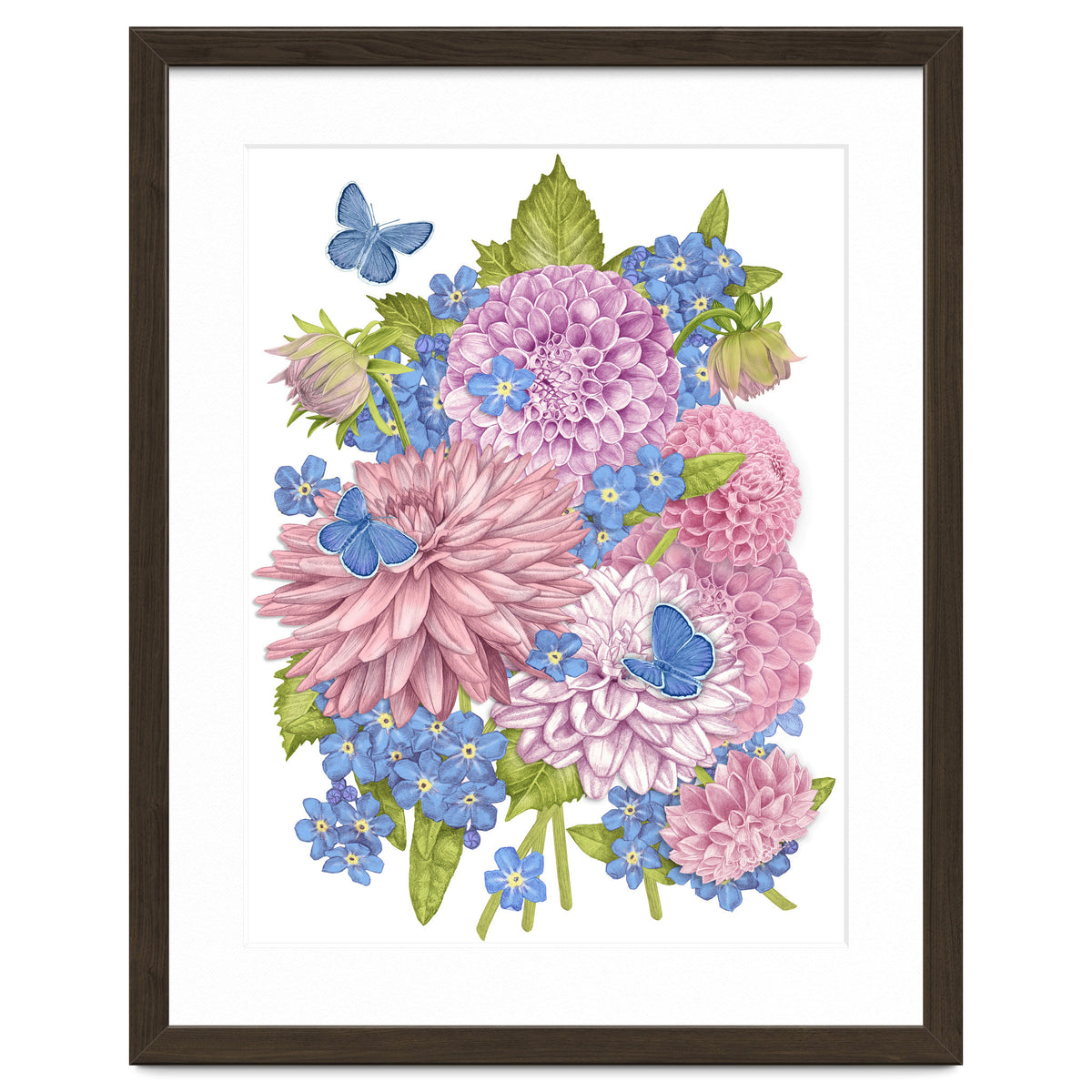 Pink Flowers and Butterflies