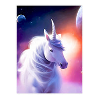 Space Unicorn, Fantasy Surrealism Sci-fi, Animals Horse Planets Digital, Moon Stars (Print Only)