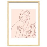 Lueur, Tropical Nude Modern Bohemian Woman Line Art, Minimal Scandinavian Sketch Blush Drawing thumbnail