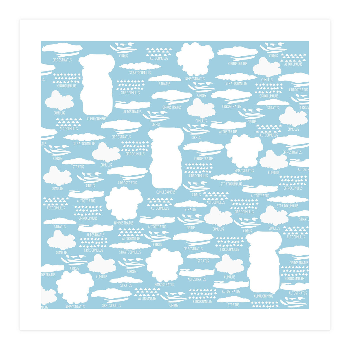 Clouds landscape on blue background (Print Only)