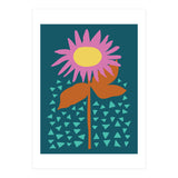 Pink Flower on Teal  (Print Only) thumbnail