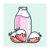 Cute Strawberry Milkshake (Print Only) thumbnail
