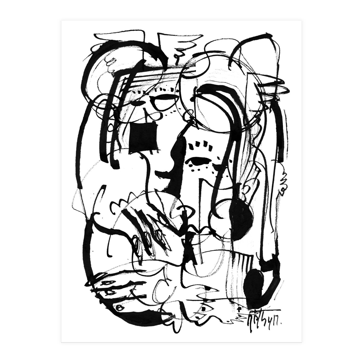 Two Shy Angels - b&w (Print Only)