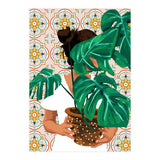 Monstera Plant Lady | Modern Bohemian Morocco Decor | Tropical Botanical Tiles (Print Only) thumbnail