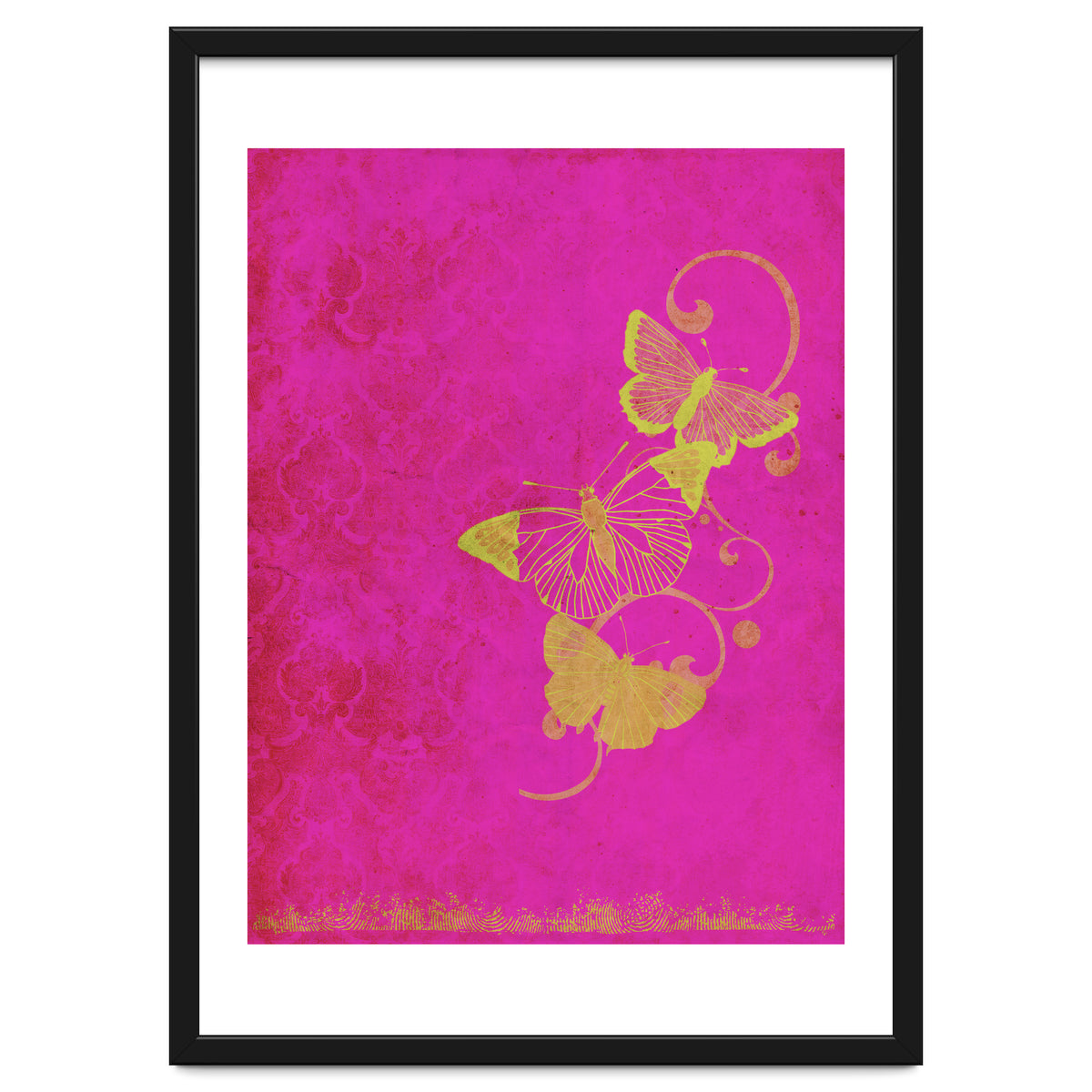 Yellow Butterflies on Pink