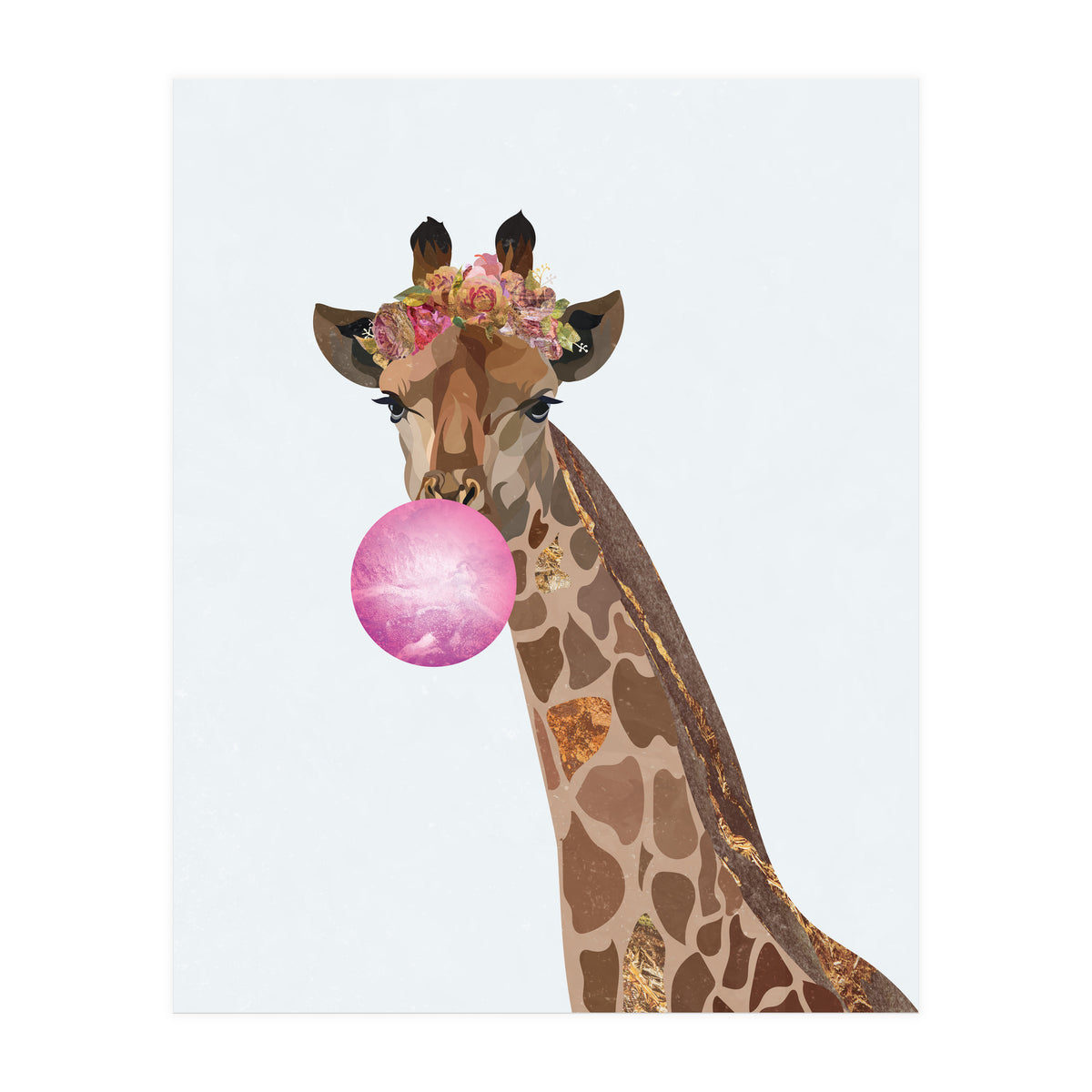 Bubble gum Giraffe Portrait (Print Only)