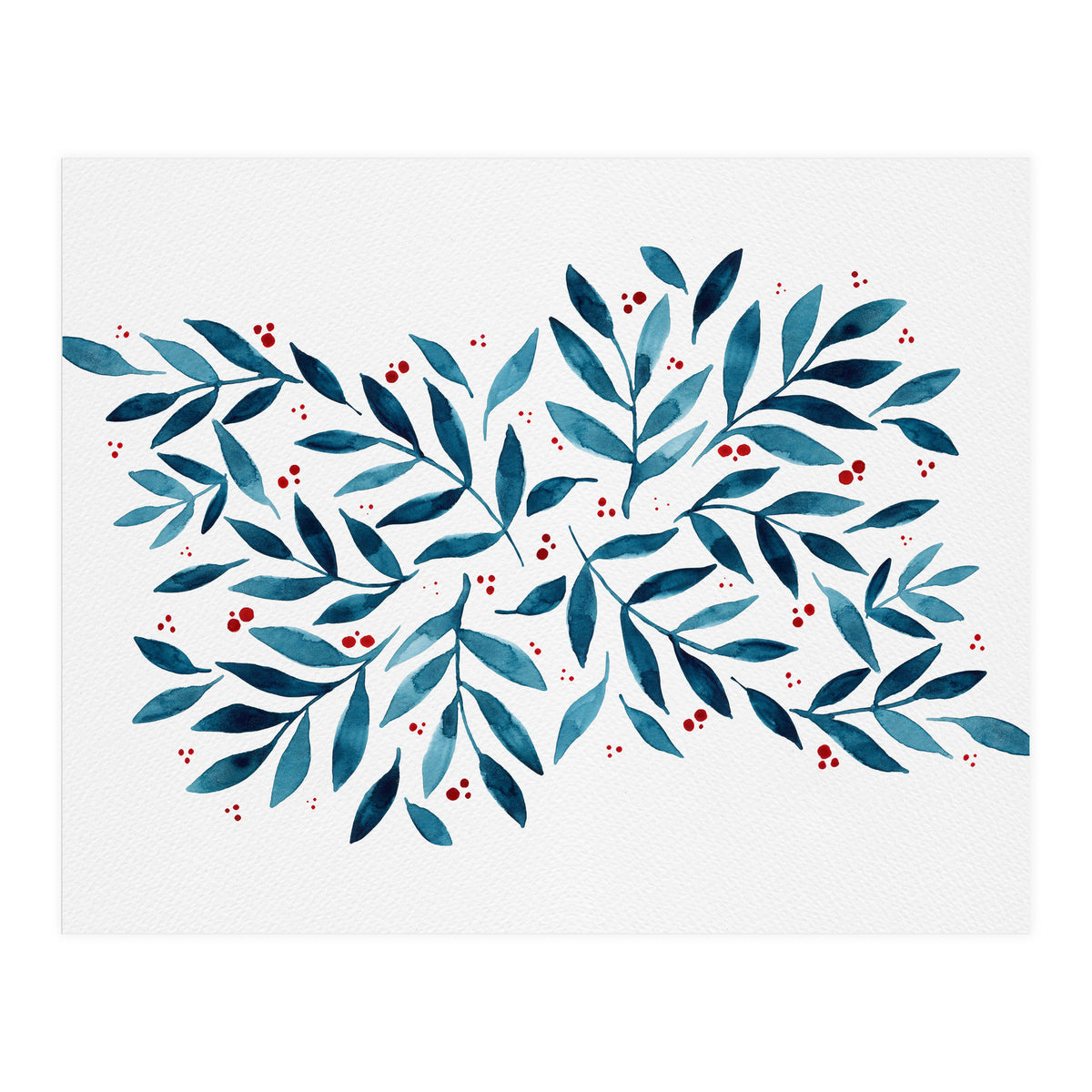 Teal Branches And Dots (Print Only)
