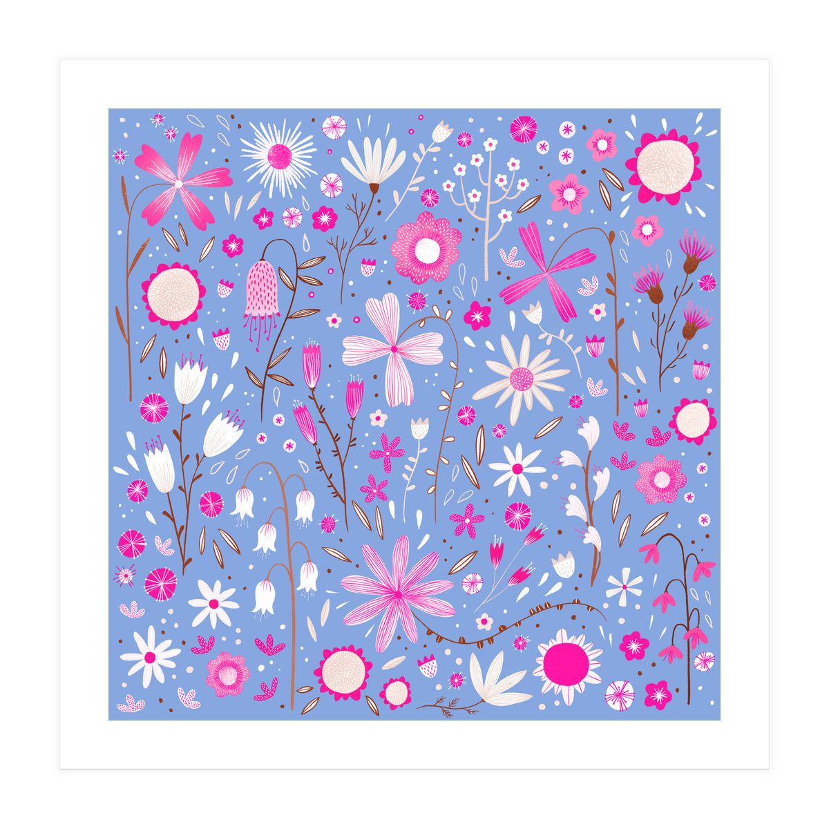 Fresh Flowers Blue (Print Only)