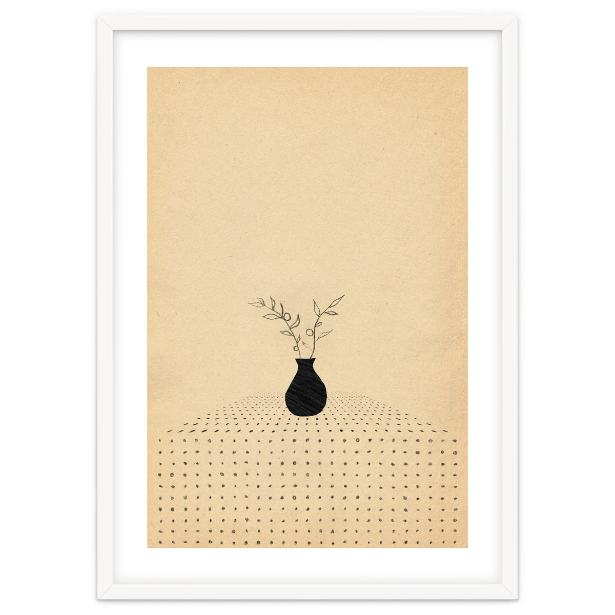 Abstract still life, vase and plants