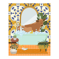 Cow Bathing in Moroccan Style Bathroom (Print Only)