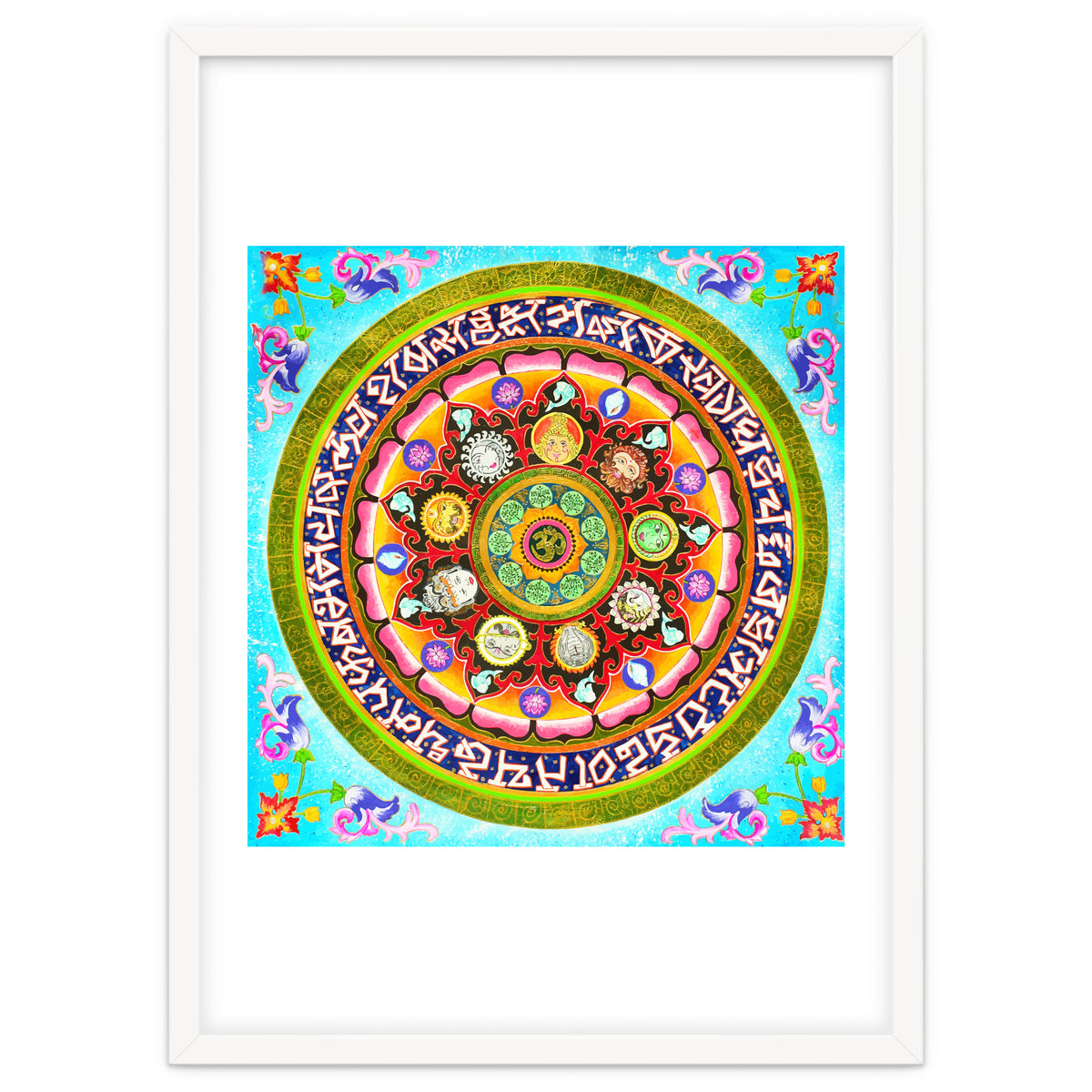 Chakra Mandala, Ayurveda Yoga Aum, Eclectic Colorful Bohemian Sun Sign Moon Sign Zodiac Astrology