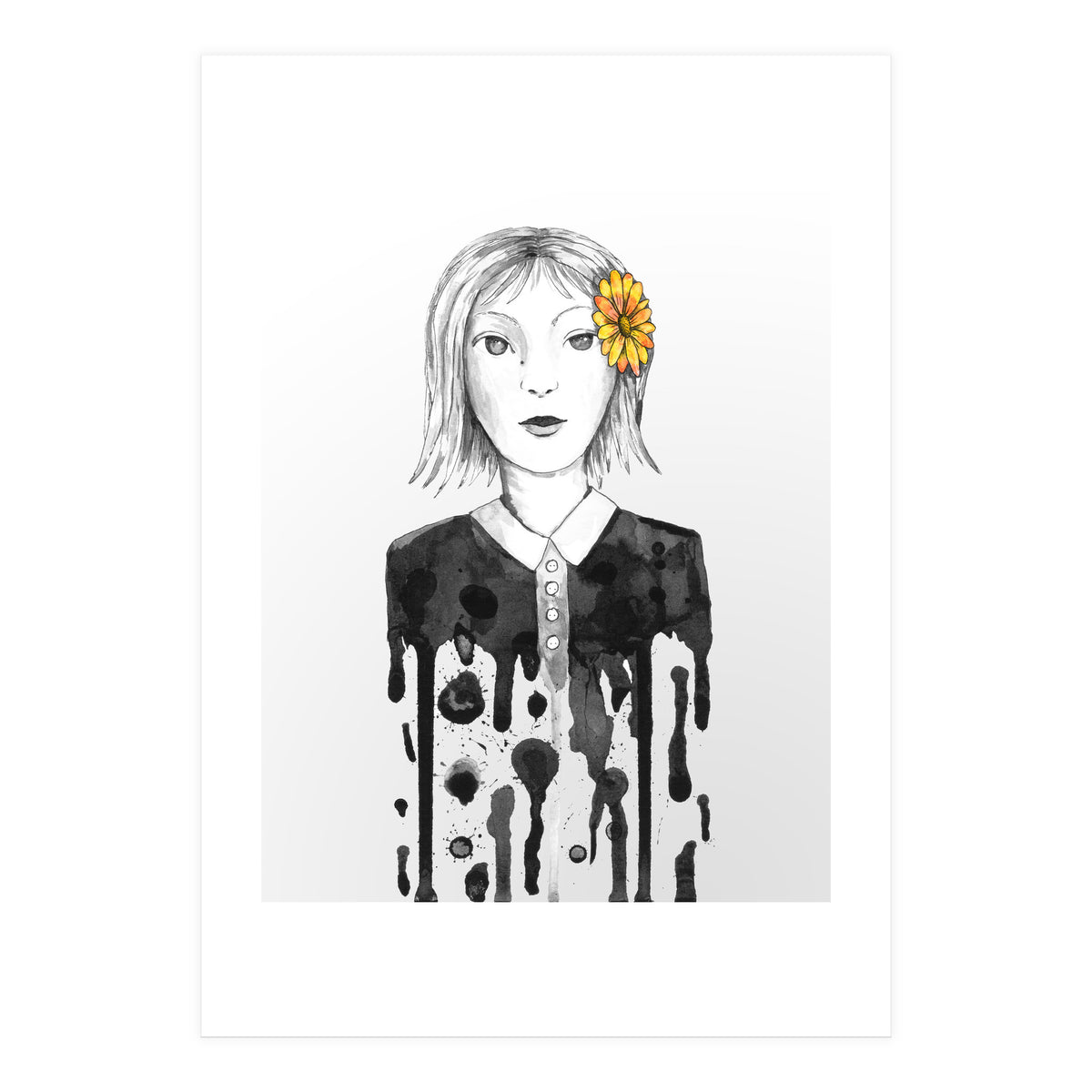 Flower dripping girl  (Print Only)