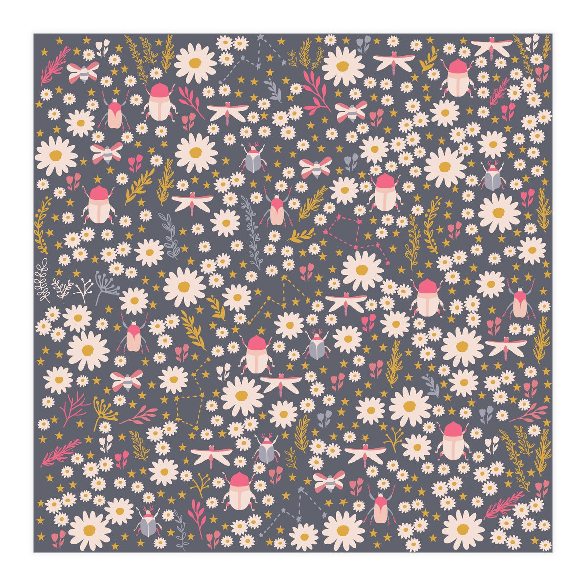 Cute bugs on a meadow (Print Only)