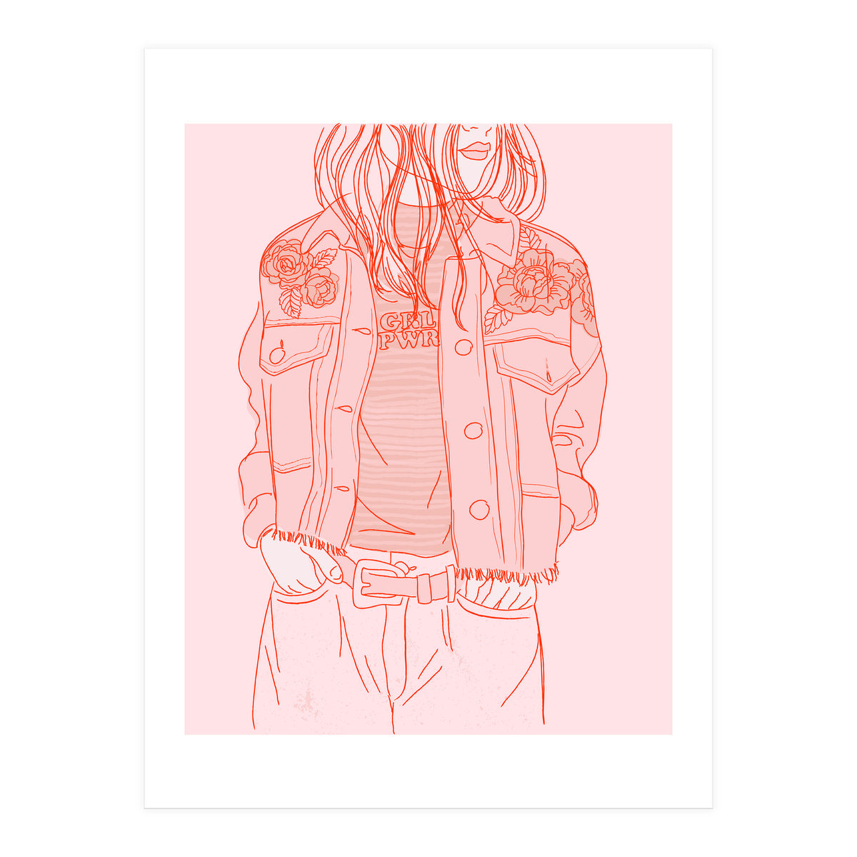 Pink Jeans Jacket  (Print Only)