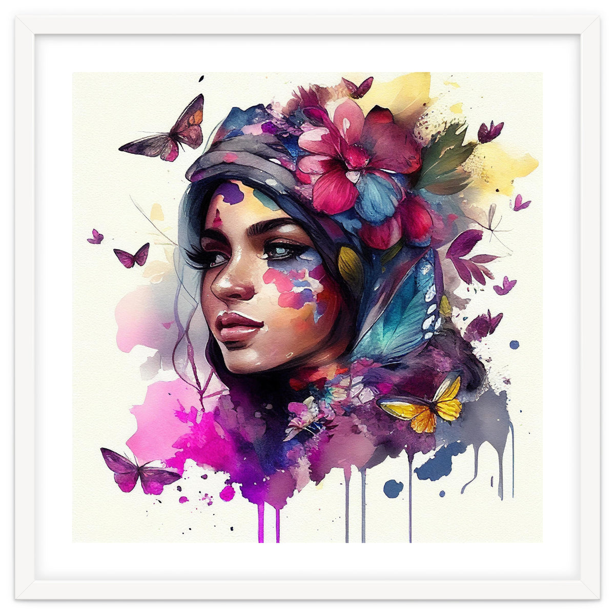 Watercolor Floral Arabian Woman #9