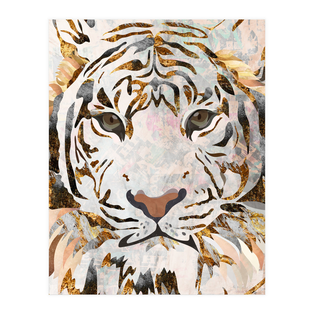 Grungy Tiger Gold and White (Print Only)