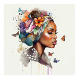 Watercolor Floral Muslim African Woman #3 (Print Only) thumbnail