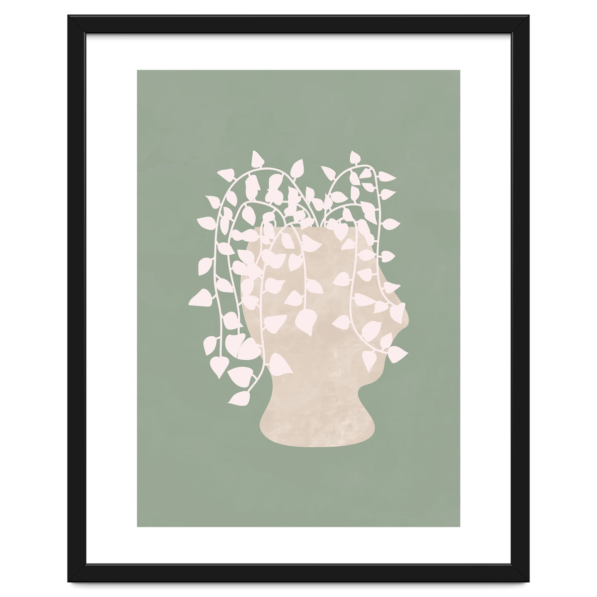 Abstract Potted Figure Sage Green