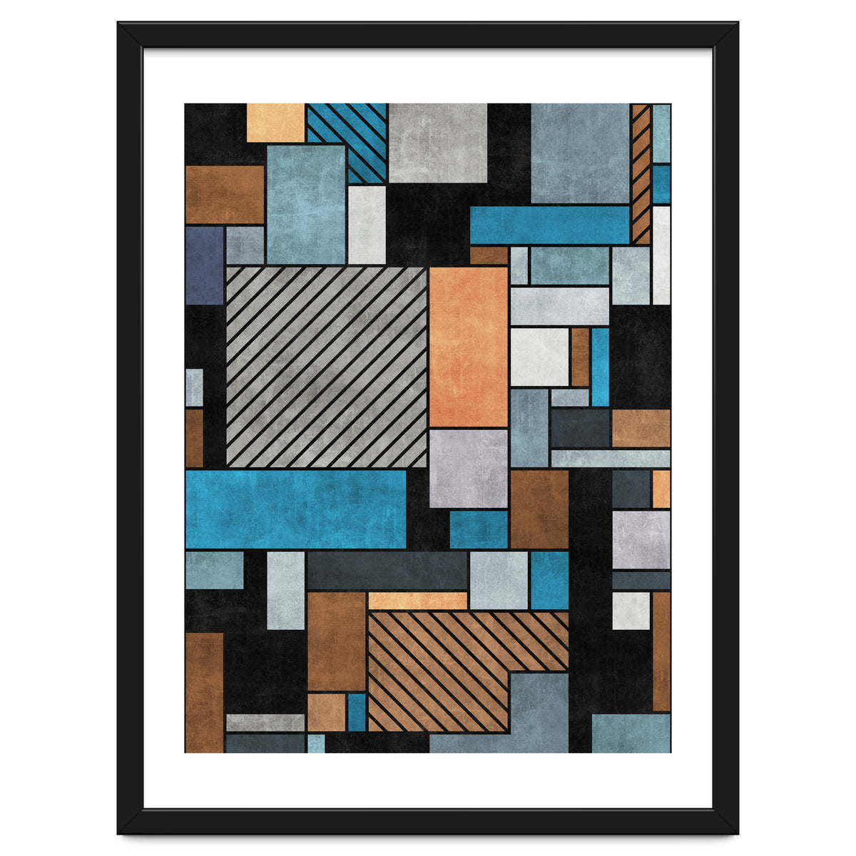 Random Concrete Pattern - Blue, Grey, Brown