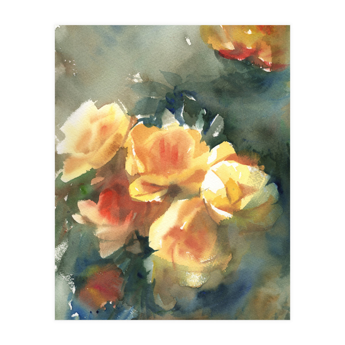 Abstract watercolor flowers (Print Only)