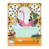 Flamingo Bathing in Moroccan Style Bathroom (Print Only)