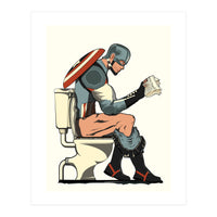 Captain America on the Toilet, funny bathroom humour (Print Only)