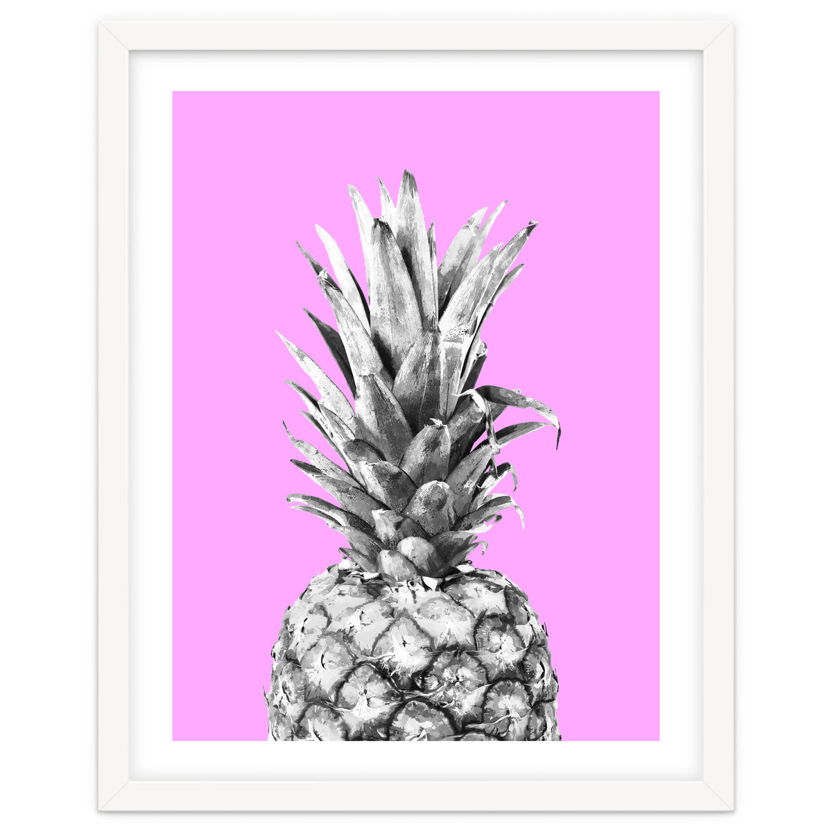Black and White Pineapple Pink Background