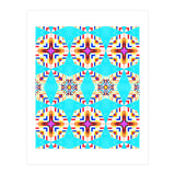 Exotic Tiles, Moroccan Teal Kaleidoscope Pattern, Turkish Bohemian Colorful Culture Eclectic Graphic (Print Only) thumbnail