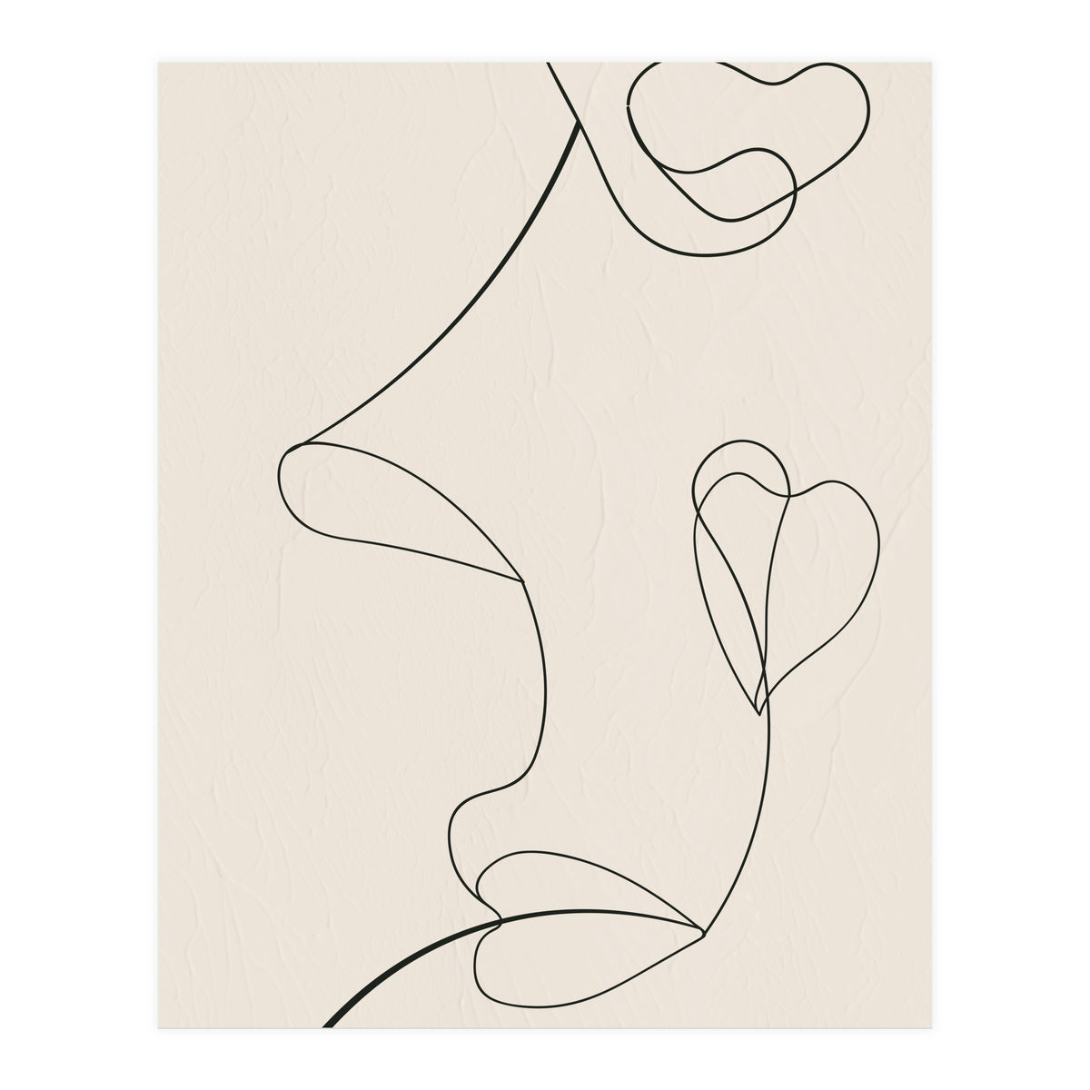 Continuous Line Art Face Drawing Floral Shapes (Print Only)