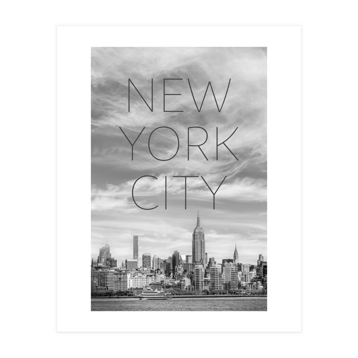NYC Midtown Manhattan | Text & Skyline (Print Only)