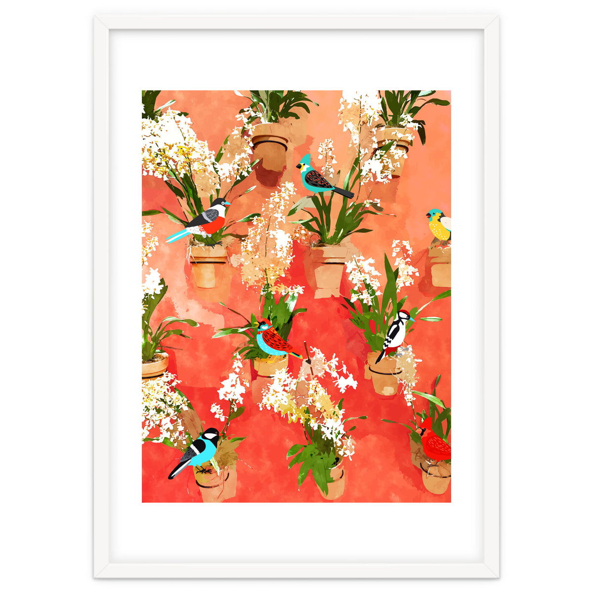 Birds of different feathers flock together | Biodiversity Wildlife Animals Red Watercolor Painting