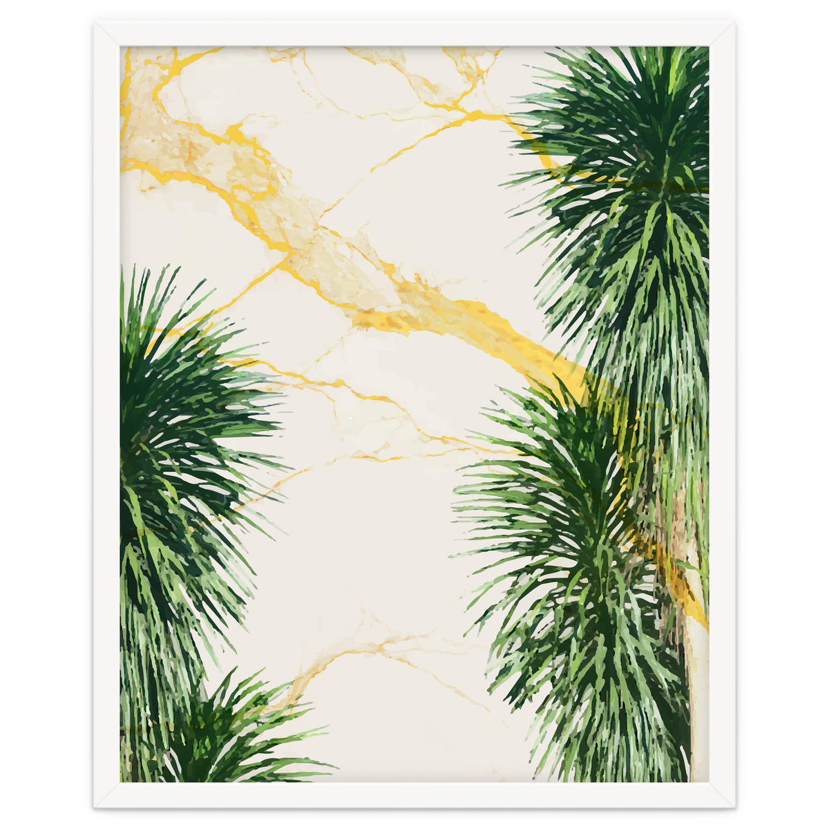 Gold marble texture with palm tree