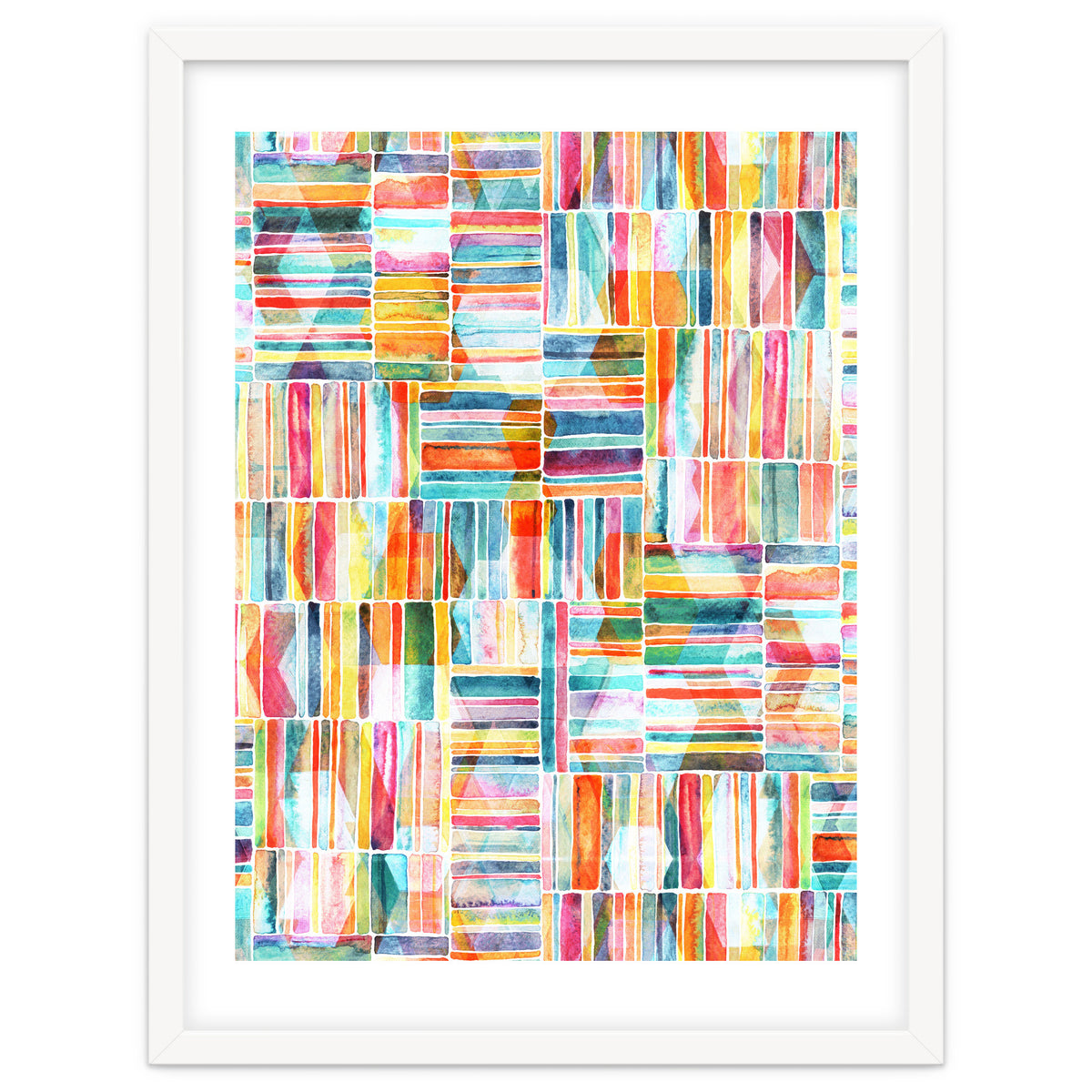 Summer Pastel Geometric and Striped Abstract on white