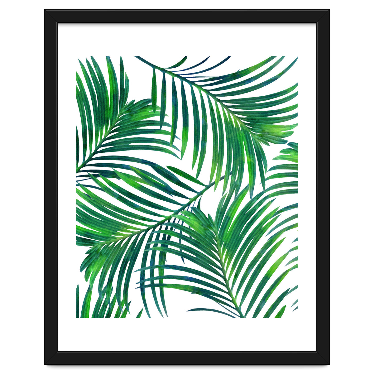 Palm Paradise, Tropical Leaves, Beachy Watercolor Painting, Minimal Nature Botanical Illustration