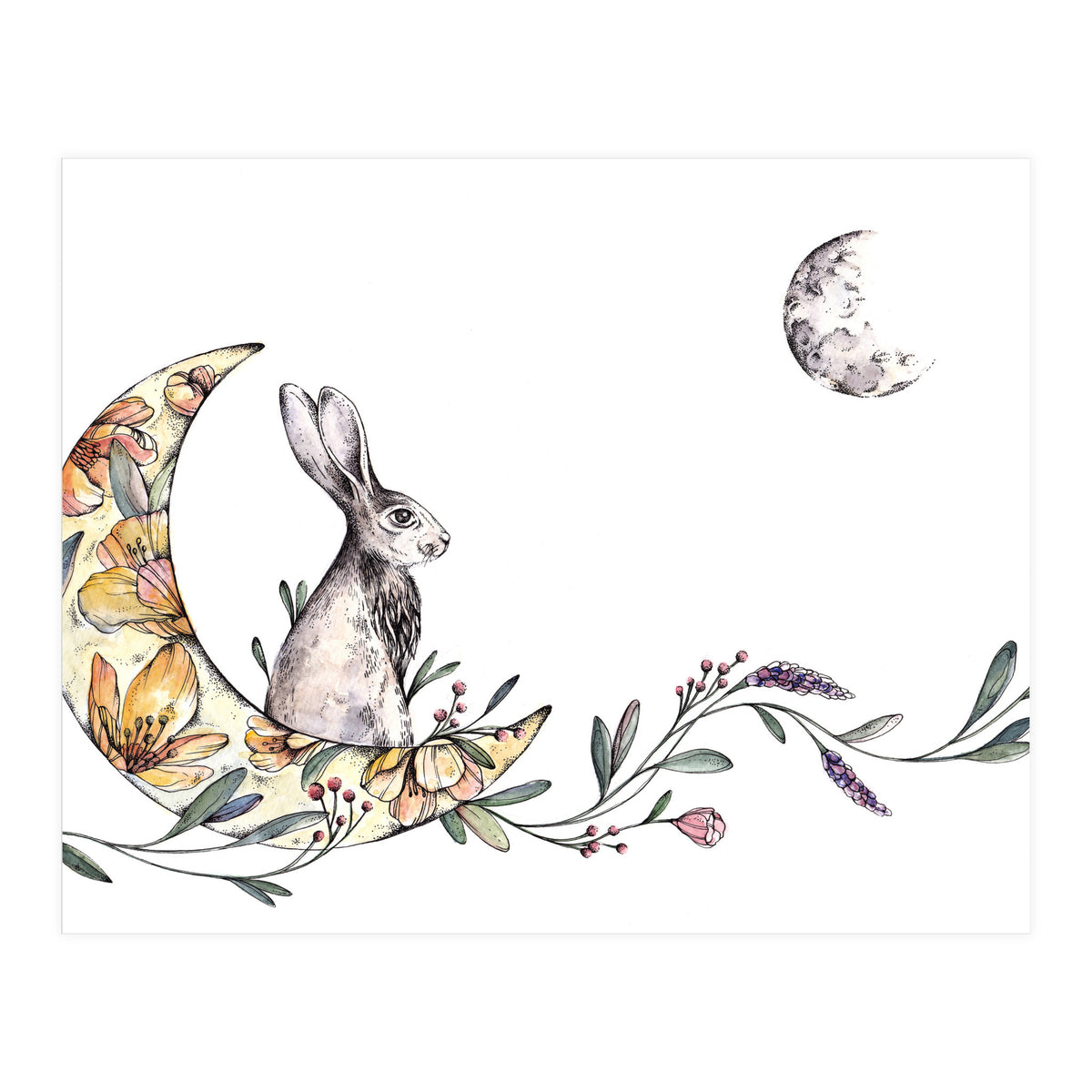 Bunny on the Moon  (Print Only)