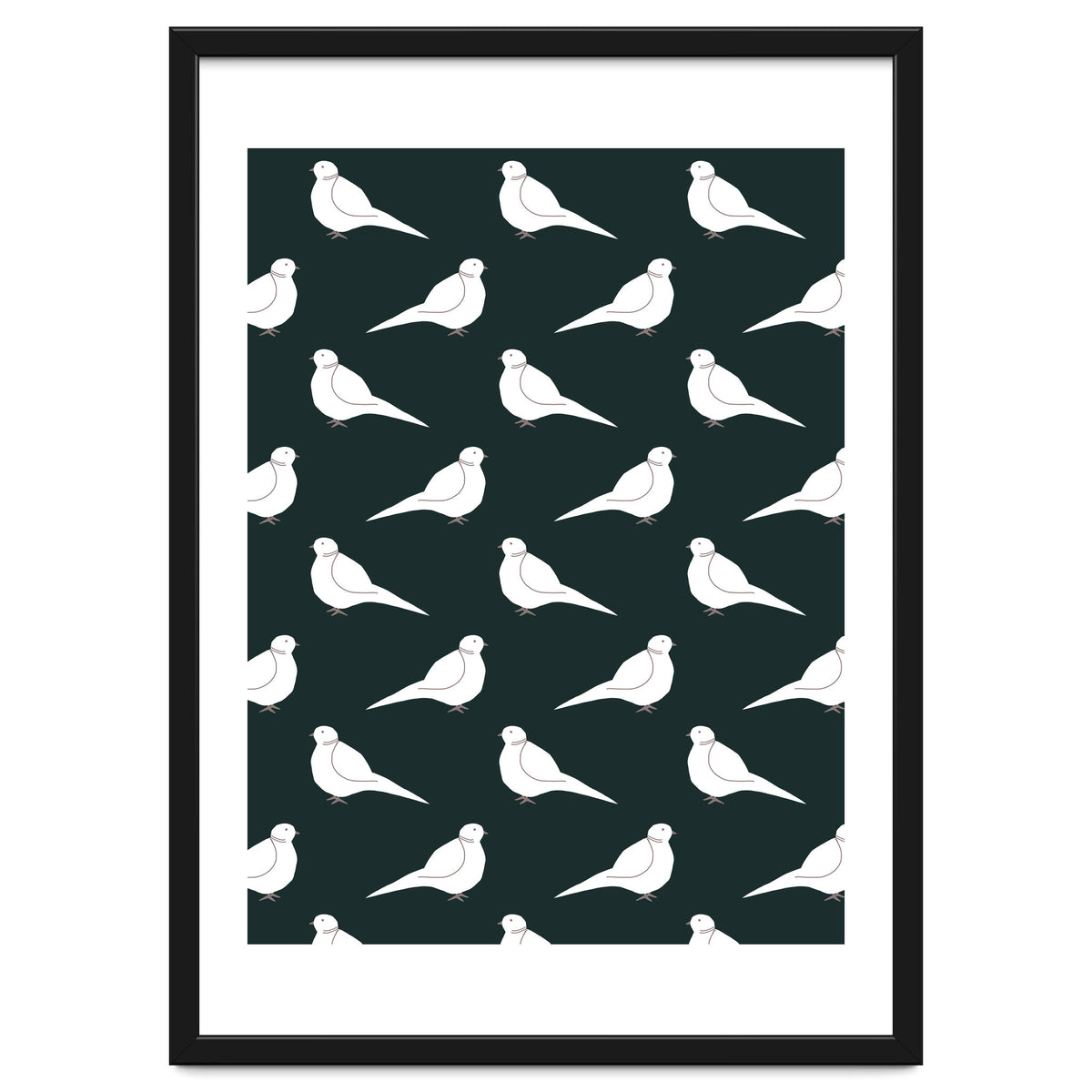 White Bird Pattern On Black