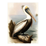 Pelican on the Shoreline Vintage Painting (Print Only) thumbnail