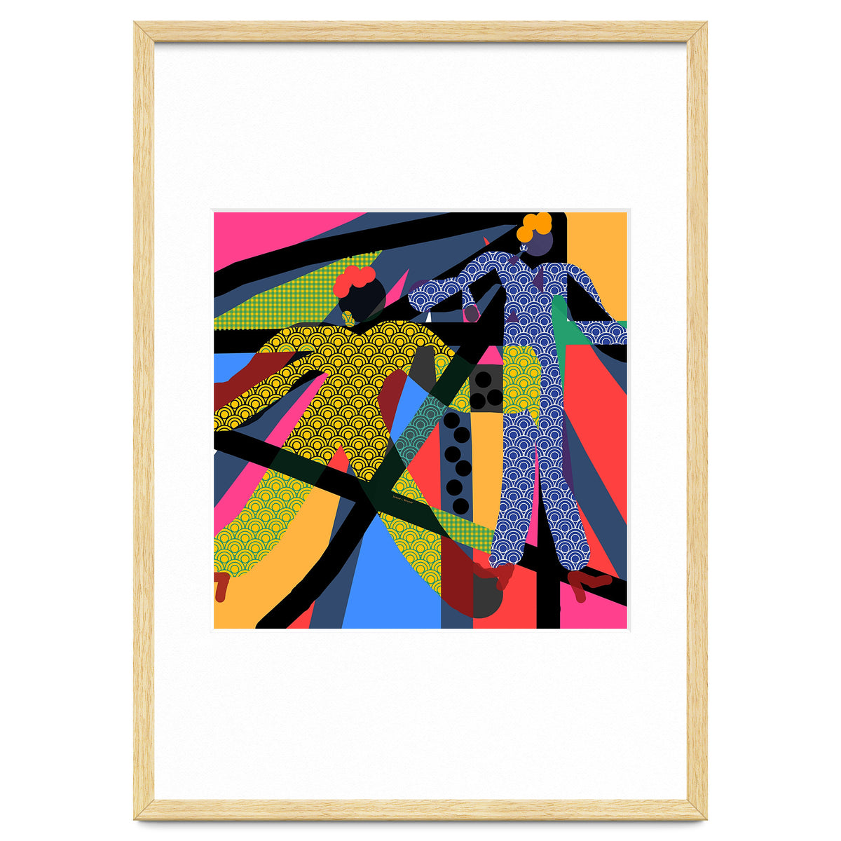 LADIES WEARING YELLOW AND BLUE PATTERNS