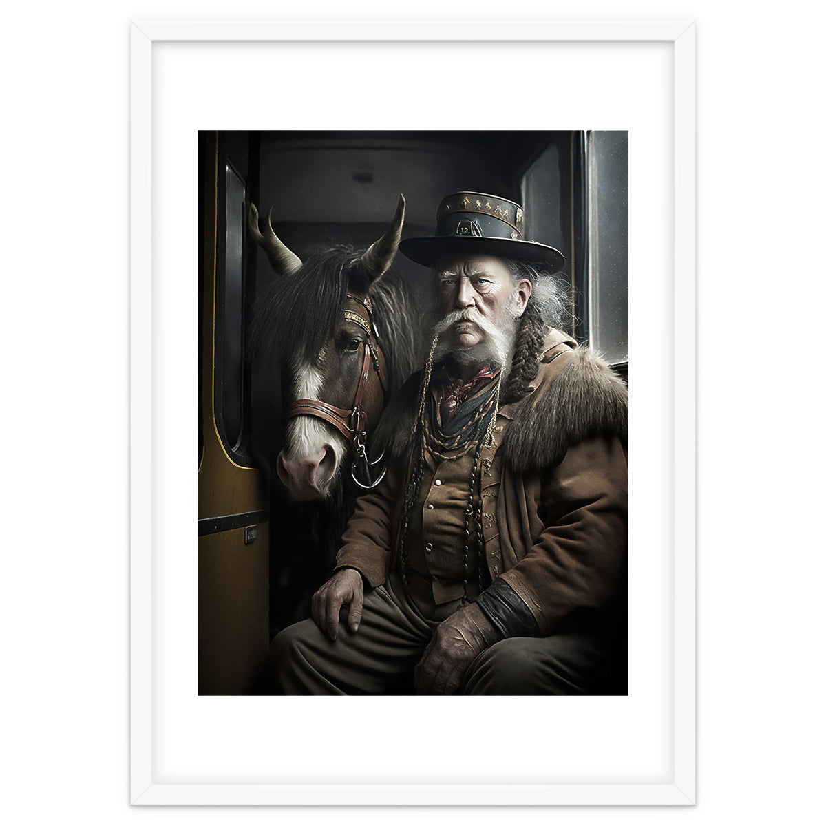 Old Man and His Horse on the Train