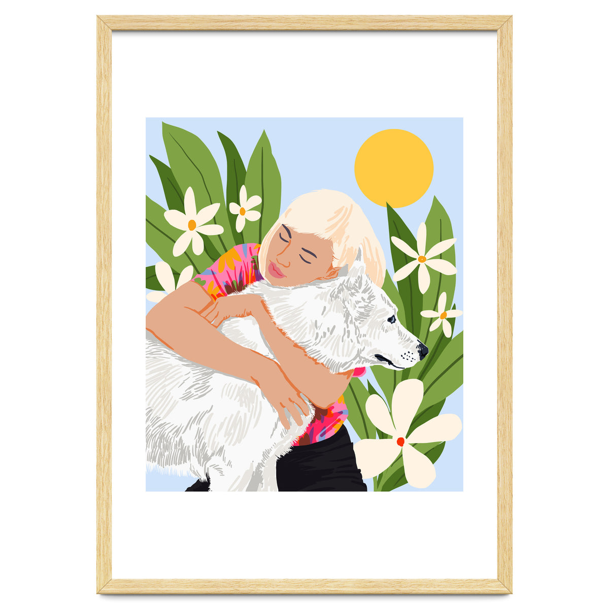All You Need Is Love & A Dog | Pets Urban Jungle Bohemian Woman Illustration
