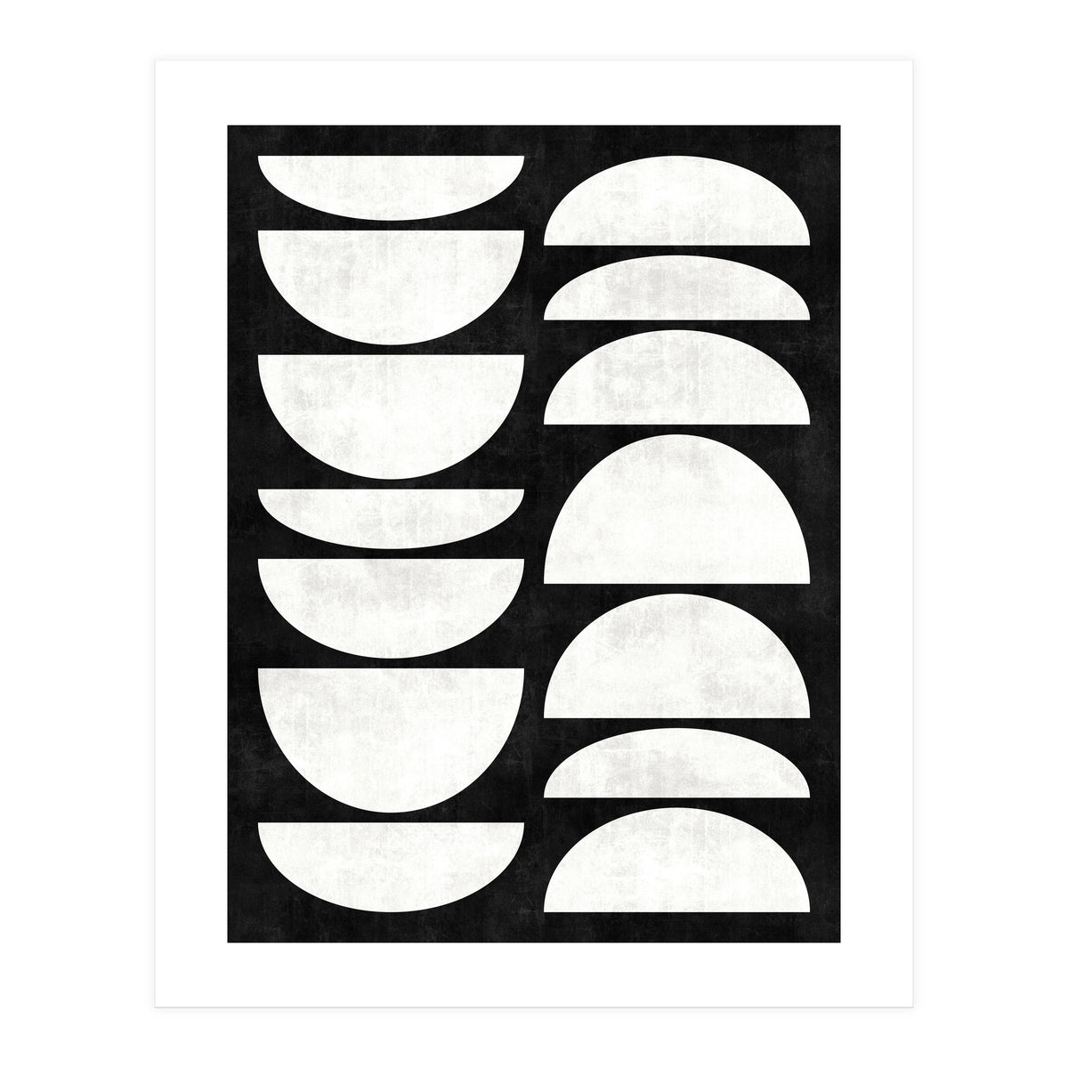 Mid-Century Modern Pattern No.8 - Black and White Concrete (Print Only)