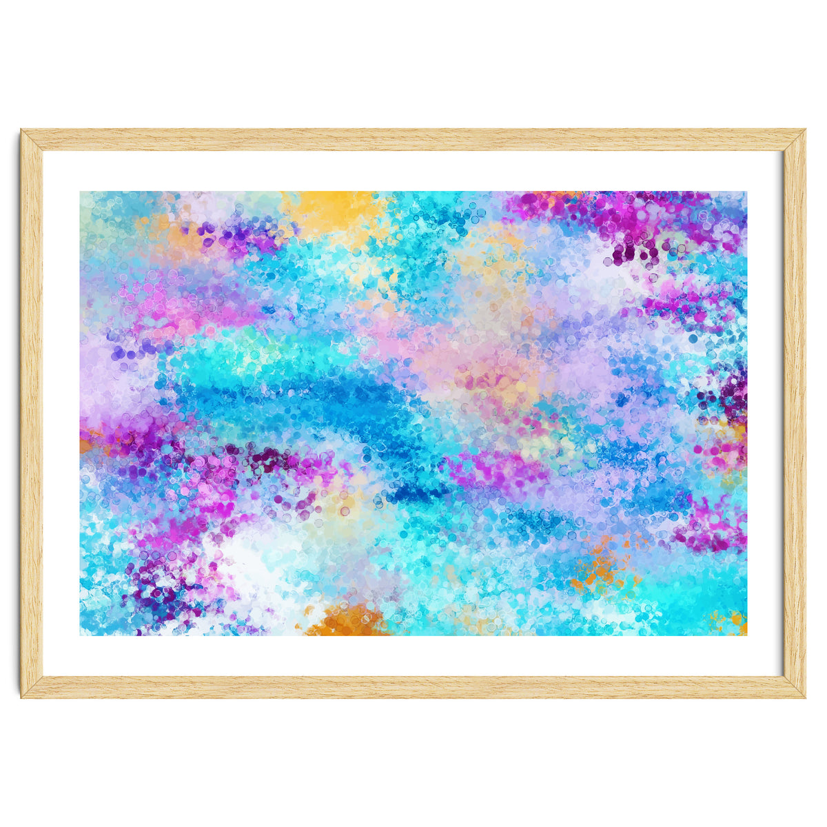 Mixed Emotions, Abstract Blue Colorful Painting, Eclectic Modern Bohemian Shapes Ocean